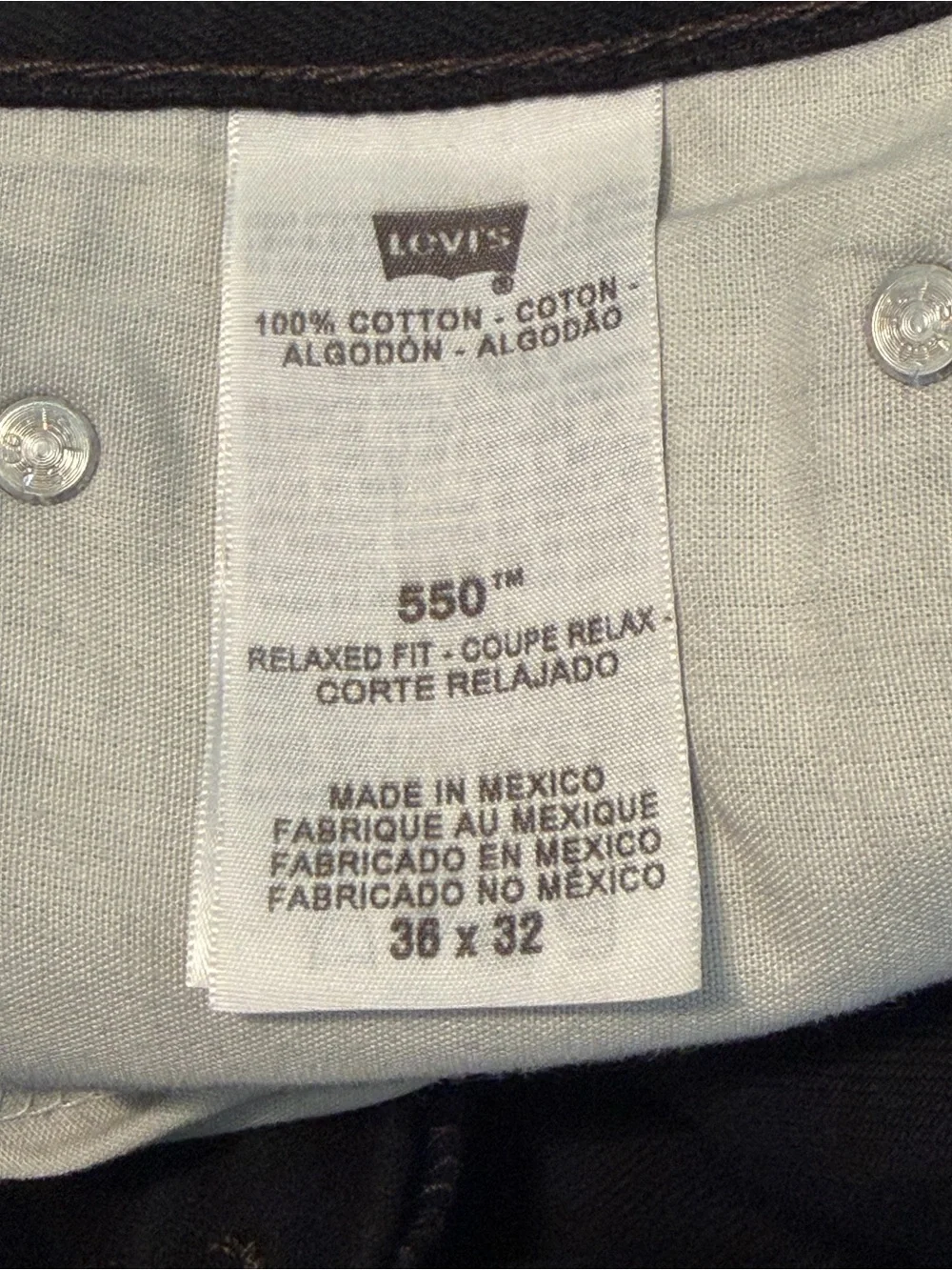 Levi's Men's Straight Leg Relaxed Black Jeans 36”x32”